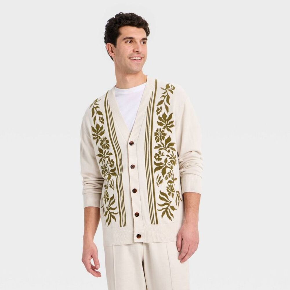 Open Box - Houston White -  Men's Open Neck Cardigan  White